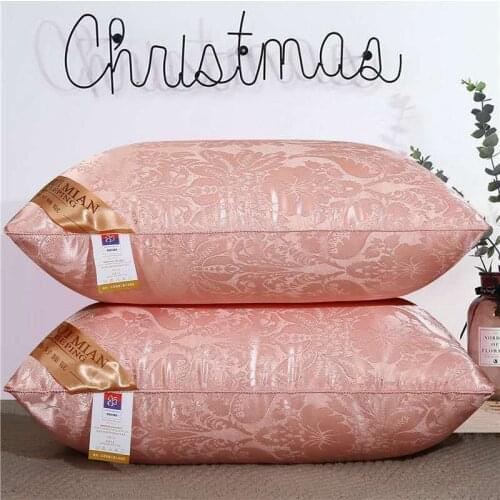 2PCS Hot selling solid color hotel home pillow five-star hotel pillow core vacuum compression packing room neck pillow