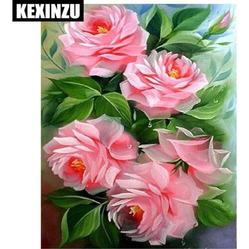 Full Square Diamond Painting rhinestone Cross Stitch "Pink Flowers Decor"5D Diy Diamond Embroidery Diamond Mosaic Wall Decor