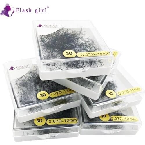 Drop ship！Flash girl Makeup Short Stem Premade Fans 1000 Fans in One Box 0.07 C/D Private Label Russia Volume Lashes Bulk Lashes