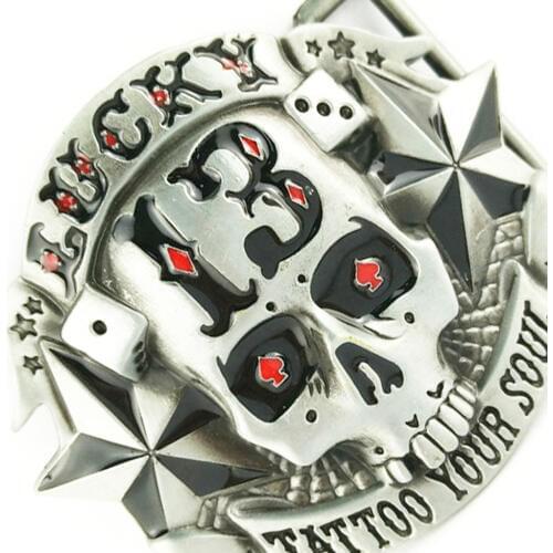 Lucky 13 Star Skull Skeleton Belt Buckle Cowboy Punk Tattoo Your Soul Cool boucle de ceinture Belt Buckle PU Belt Replacement