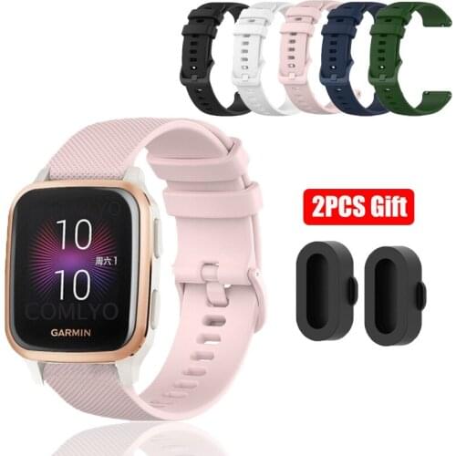 Watch band For Garmin Venu sq Vivoactive 3 Silicone Wristband Strap For Garmin Vivoactive 4S 4 Forerunner 245 645 Dustproof Plug