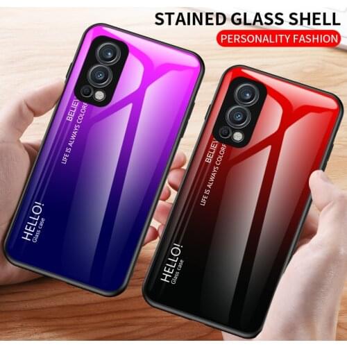 Glass Case For Oneplus Nord 2 5G Gradient Tempered Case TPU Frame Hard Glass Case for Oneplus Nord N10 N100 N200