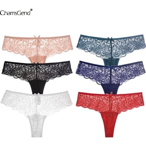 6PCS/Set Women Hollow Lace Bowknot G-String Underwear Sexy Lingerie Panty Breathable Brief Thong Woman Intimates