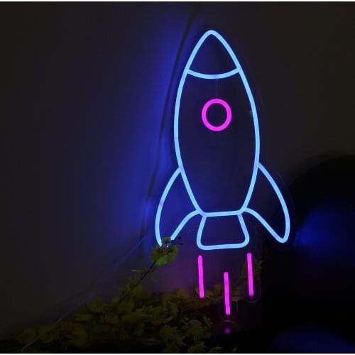 LED Neon Light Sign Game Lamp Rocket Neon Wall Lights Night Lamp for Room Holiday Party Decor Cool Birthday Christmas Gift Decor