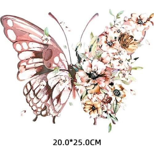 Pvc Flower Butterfly Iron-on Transfers for Kid Clothing Patch Heat Transfers on Clothes Ironing Sticker Print Washable Applique