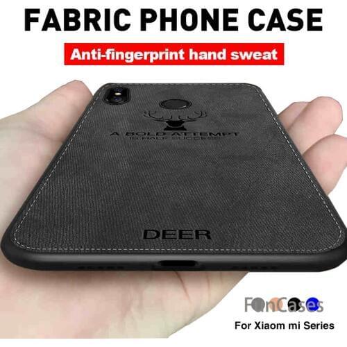 Fabric Embossed Deer Phone Case For Xiaomi Pocophone F1 Mi A2 8 Lite A1 SE Pro 5 6 Max 2 3 Mix 2S Soft TPU Slim Cloth Back Cover