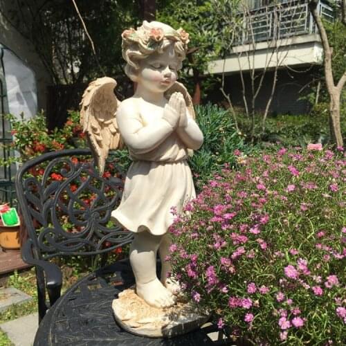 Outdoor Resin Angel Girl Statue Ornaments Courtyard Garden Figurines Decoration Villa Park Landscape Sculpture Furnishing Crafts