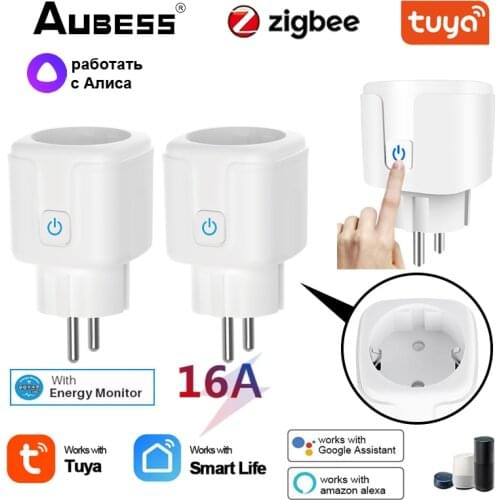 Tuya ZigBee Smart Wireless EU Plug 15A 110-250V Timer Electrical Socket Smart Home Compatible Alexa Google Home Smart Life APP