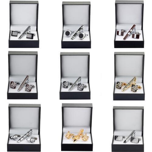 High quality tie clip Cufflinks Gift Set 13 styles to choose men tie shirt Cufflinks Tie Clip Wedding Jewelry Box Free shipping
