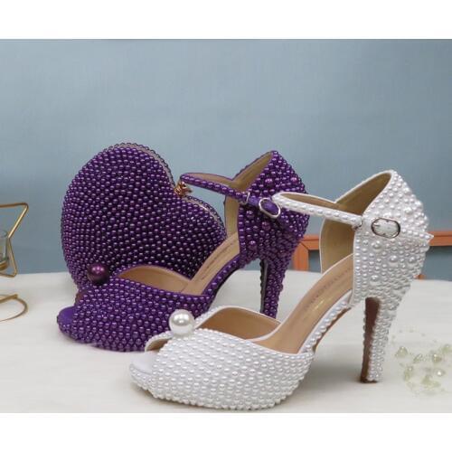 BaoYaFang Summer Shoes Woman 2020 High heels Platform Sandals Ladies Big size Open Toe wedding party dress shoes bag set Bride