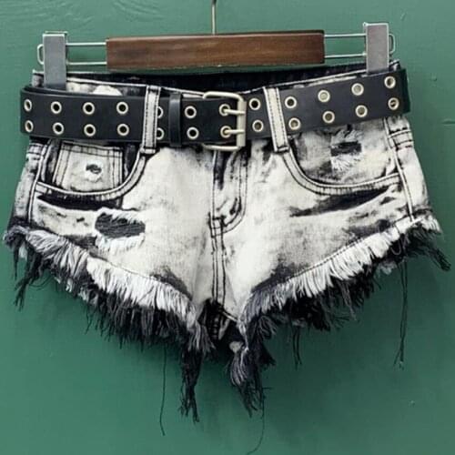 2021 summer vintage tassel denim shorts women low waist washed wide leg jeans shorts