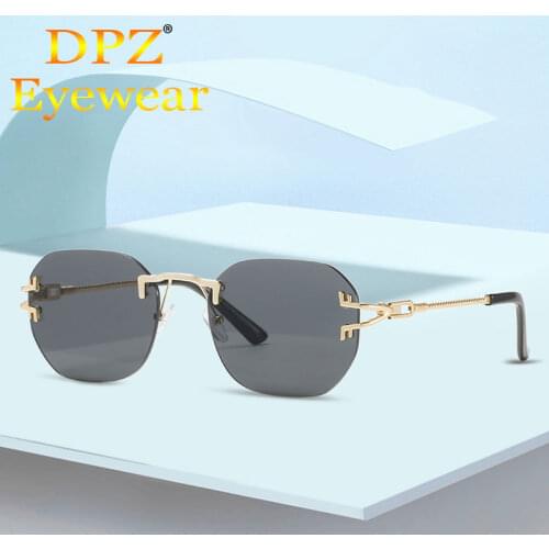 2021 Fashion Vintage Classic Rimless Style Gradient Sunglasses Women Cool Twisted Metal Brand Design Sun Glasses Oculos De Sol
