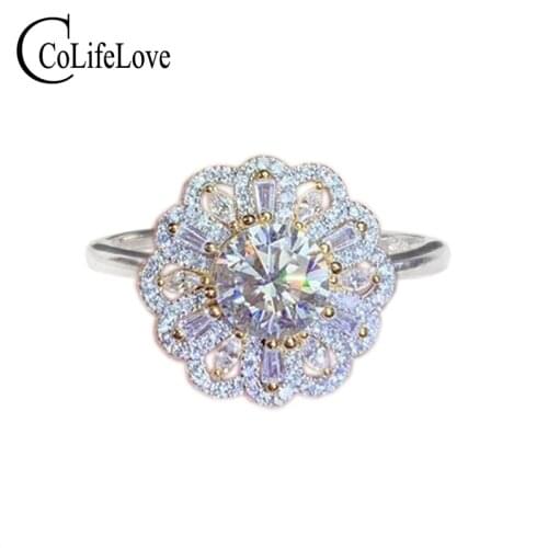 CoLife Jewelry Luxurious Moissanite Wedding Ring 8mm D Color Moissanite Ring for Engagement 925 Silver Moissanite Jewelry