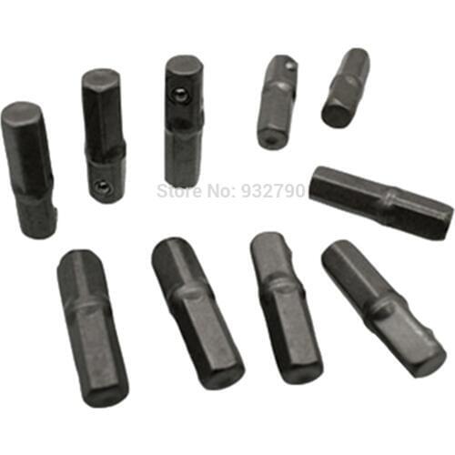 10pcs 25mm Converter 1/4" Hex to 1/4" Sq. Drive Socket Ratchet Adaptor Bit Socket Drive Adapter Extension CR-V Bit Screwdriver