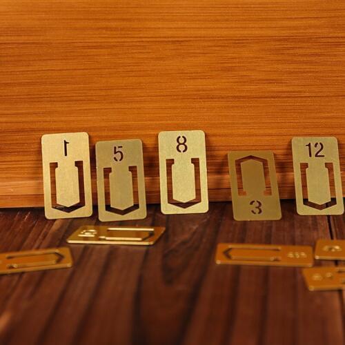 12pcs/lset Retro Brass Bookmark Hollowed-out 12 Digits Gift Package Stationery Bookmarks Card Office and School Supplies
