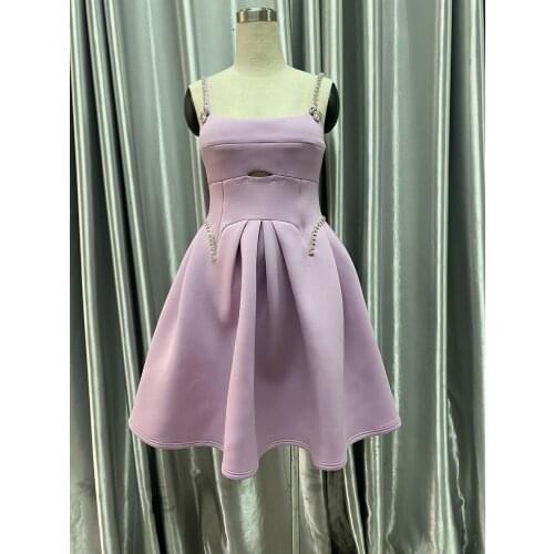 2021 Autumn Strap Solid High Quality Women A-line Mini Dress