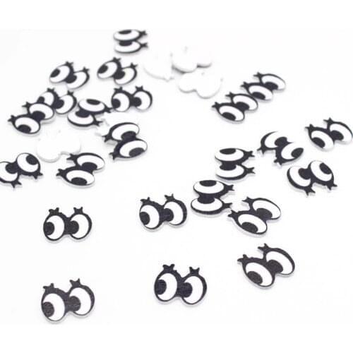 50pcs/pack Wood chip eyes Decorative Buttons Wood Sewing Buttons Scrapbooking diy craft Accessories