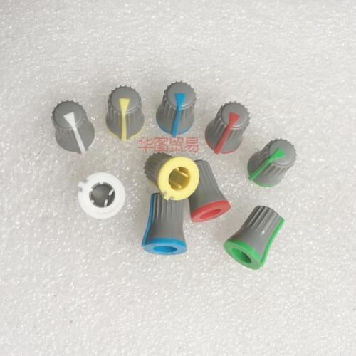 60pcs mixer potentiometer rotating knob cap / gray body 180 degree power amplifier switch half shaft D hole knob cap