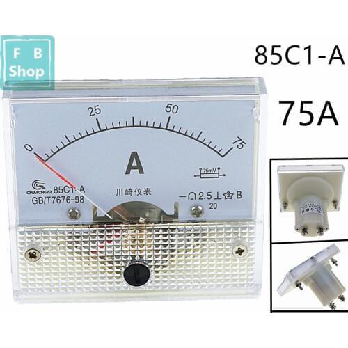 1PCS 85C1-A 75A DC Analog Meter Panel AMP Current Ammeters 85C1 0-75A Gauge