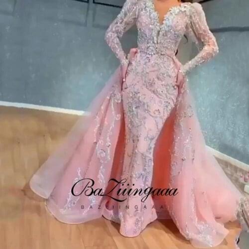 BAZIIINGAAA Luxury Woman Cocktail Dress Beaded Sequins Long Elegant Night Cocktail Party Formal Dresses for Wedding Plus Size