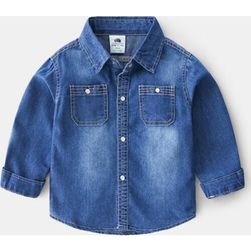2020 Spring Sutumn New Childrens Denim Shirt Baby Boys Fashion Casual Tee Shirts Kids Long Sleeve Cowboy Shirt Boys Top Tees