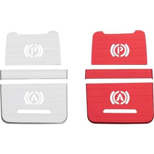 For- A6 C7 2012-2018 3Pcs Aluminum Central Handbrake Buttons Decorative Trim Sequin Car Interior Panel P Stickers