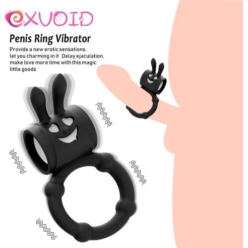 EXVOID Clitoris Stimulate Elastic Vibrating Cock Ring Delay Ejacualtion Penis Ring Vibrator Adult Products Sex Toys for Men