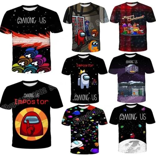 Space Impostor Amogus T-shirt Among of Us Childrens Clothing Short-sleeved Kids Tees Cartton Printed Tops Graphic Shirts Gifts