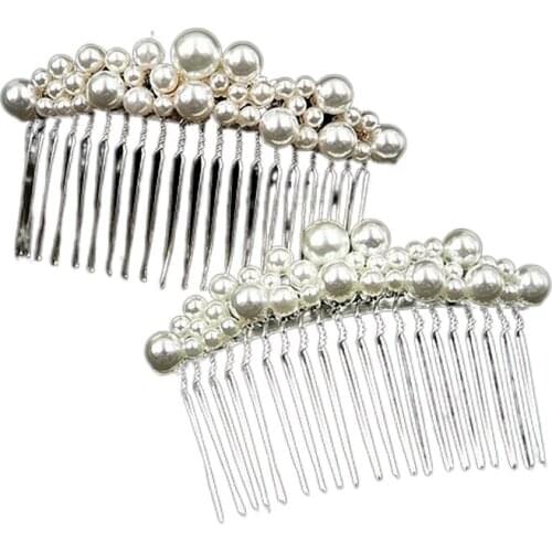 Korean version of toothed pearl hair comb insert comb bangs comb sweet and versatile adult alloy headdress hair accessories