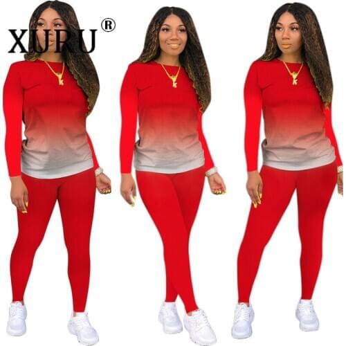 XURU Classic Casual Solid Color Jumpsuit Two-piece Gradient Long-sleeved Jumpsuit