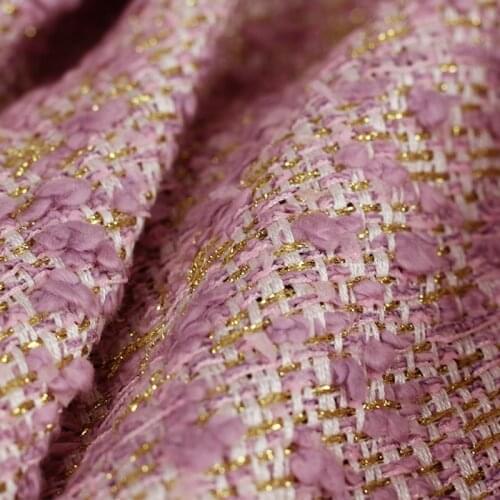 Red Raspberry Italy Purple Pink Fil-Lumiere Tweed Fabric GarmentMaterial Women Jacket Coat Sewing Cloth Tailor Freeshipping