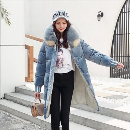 New Style Female Winter Velvet Jackets Korean Style Leisure Cotton Clothes Warm Thick Ladies Coats Womens Big Collar Overcoats