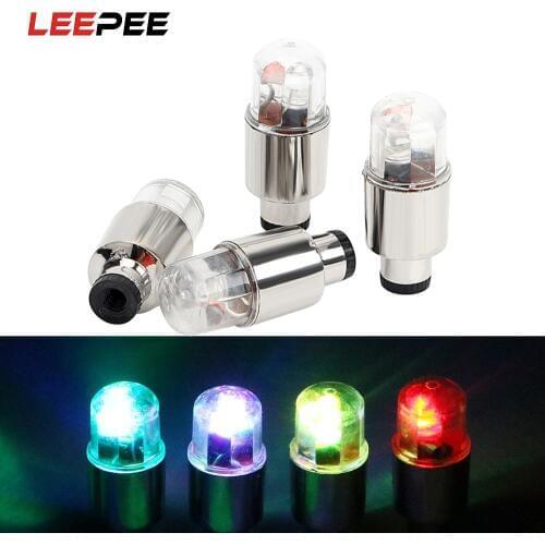 LEEPEE 4 Piece Tire Tyre Valve Cap Light Flashing Different Color Decorative Bike Car Motorcycle Wheel Lamp Spoke LED Light