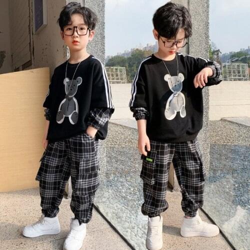 Bear Spring Autumn Childrens Clothes Suit Boys Sweatshirts + Pants 2pcs/Set Kids Teenage Gift Formal Boy Clothing High Quality
