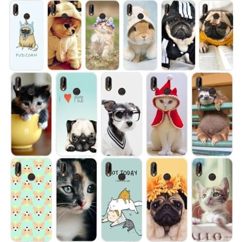 202H Cute Animals Funny Cat Dog Tiger Design Soft Silicone Tpu Cover Case for huawei p 20 lite pro y6 2017 mate 10 lite
