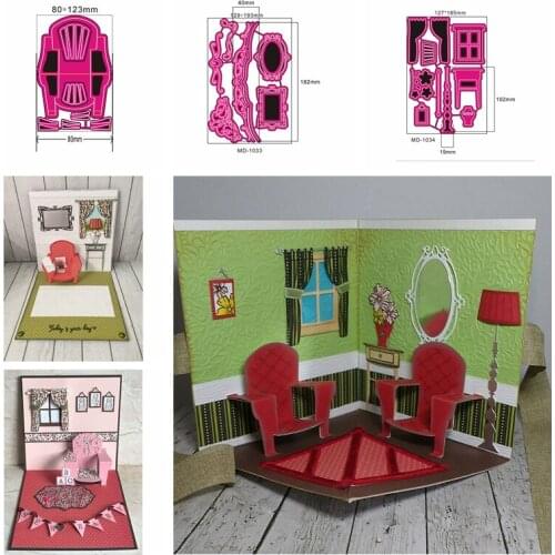 Chair Window Toilet Mirror Set Metal Cutting Dies Stencils for DIY Scrapbooking Embossing Decoration Card Crafts Die New 2019