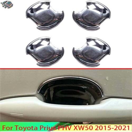 Outer Side Door Handle Bowls Decorative Cover Trim ABS 4pcs For Toyota Prius Prime PHV Plug-in Hybrid 2017 2018 2019