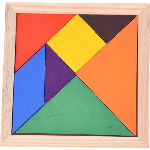 Educational Wooden Seven Piece Puzzle Jigsaw Tangram Brain Teasers Baby Toy