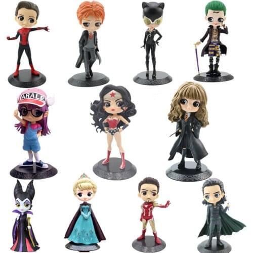 Disney Q Posket Marvel Superhero Character Movable Image Frozen Aisha Anna And Wonder Woman Character Model Party Decoration Gif