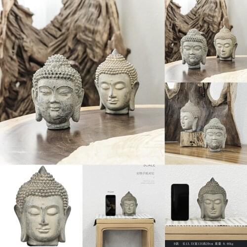 Resin Buddha Statue Figurines Chinese Buddha Statue Garden Large Buddha Head Sandstone Statue Decor Buddha Decoration