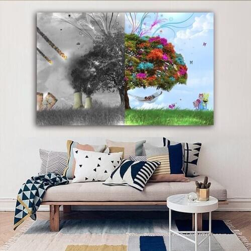 Tree of life poster graffiti Bankos street art print modern abstract canvas painting living room decoration painting wall pictur