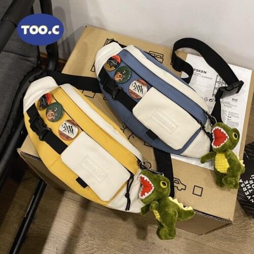 New Hip Hop Waist Bag Women 2021 New Canvas Panelled Fanny Pack For Girls Letter Bum Bag Packs fashion Chest Crossbody bag Belt