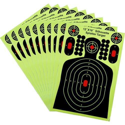 GUGULUZA Silhouette Reactive Shooting Target 12 x 18 inch - Self-Adhesive Shots Burst Bright for Gun / Rifle / Pistol Shooting