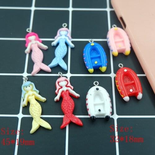 Resin Mermaid motorboat Charms Pendants for DIY decoration neckalce earring key chain Jewelry Making handmade mini charms