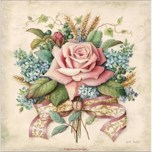 Counted Cross Stitch Kits Needlework Embroidery - Crafts 14 ct Aida DMC Color DIY Arts Handmade Home Decor - Rose Bouquet 2