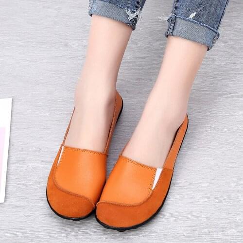 Women Flats Shoes Cow Leather Shallow Fashion Loafers Shoes For Females Sewing Ballet Flats Moccasins Soft Loafers Shoes