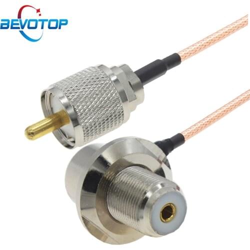 UHF PL259 Male Plug to UHF SO239 Female Right Angle RG316 Pigtail 50 Ohm Extension Cable for CB Radio Ham Radio FM Transmitter