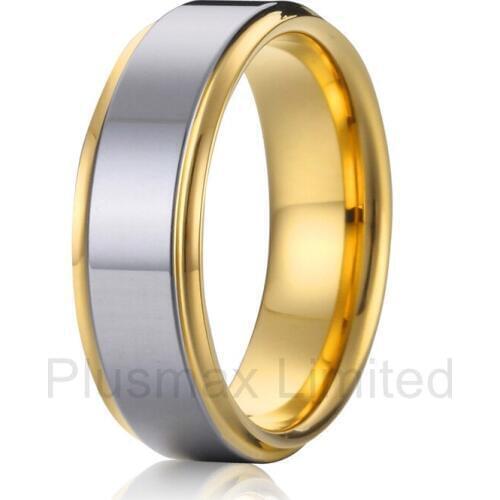 High quality anel feminino Private new design high polishing bicolor mens and womens titanium promise wedding rings