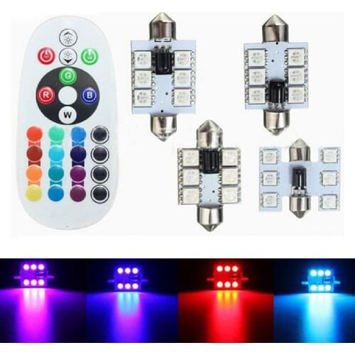 YSY 20pcs RGB LED 31 36 39 41mm 5050 SMD 6 LED Bulb DC12V Car Auto Interior Dome Reading Lights Festoon Super Bright Lamp