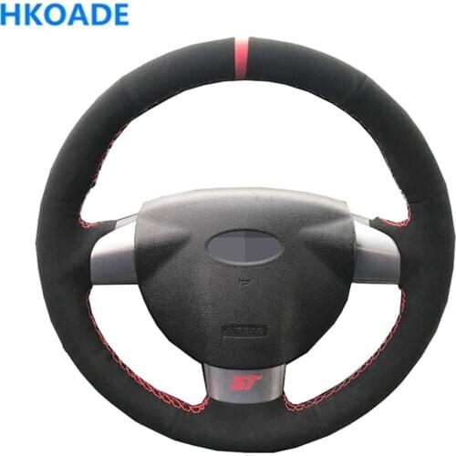DIY Hand-stitched Black Comfortable and Soft Suede Car Accessories Steering Wheel Cover For Ford Focus 2 2005 - 2011 (3- Spoke)